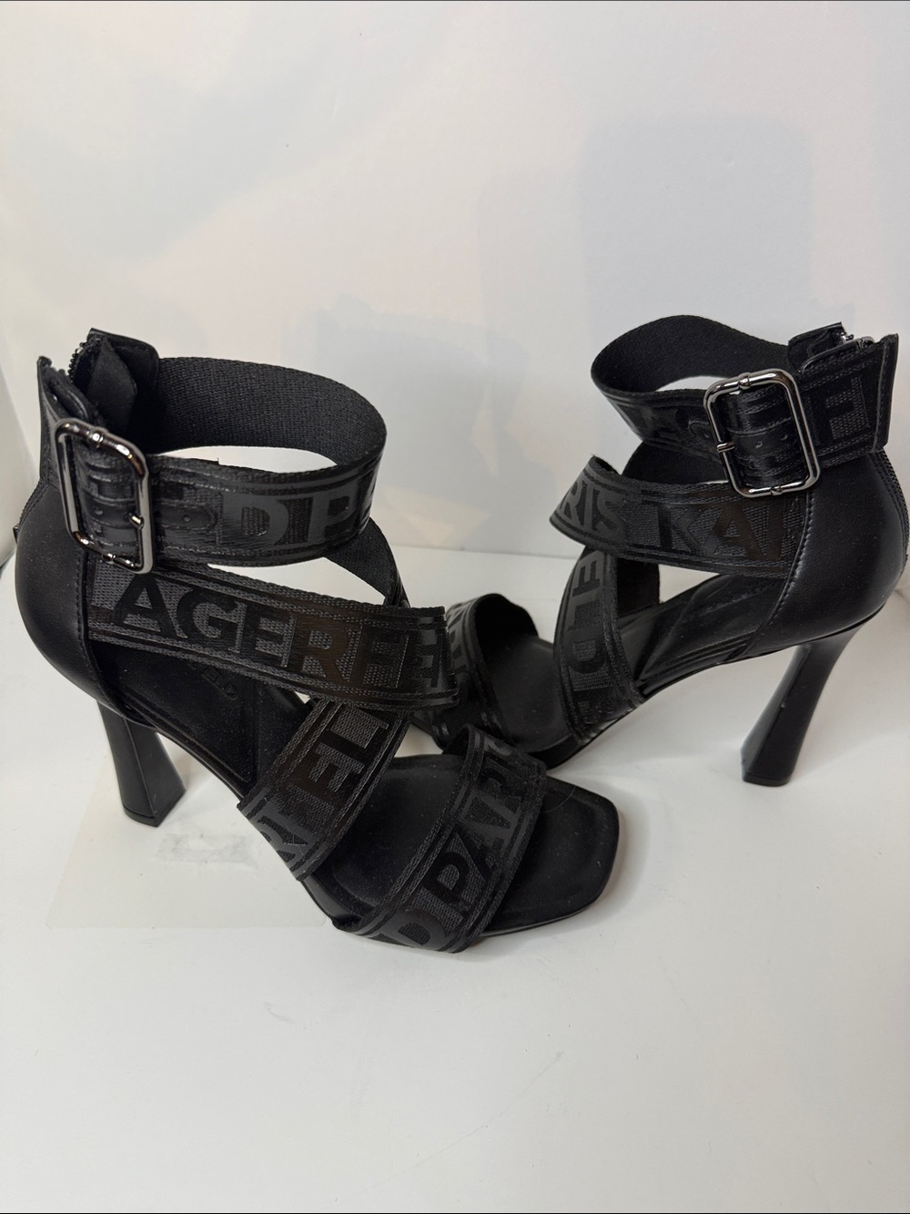 Karl Lagerfeld Black Strappy High Heel Sandals
